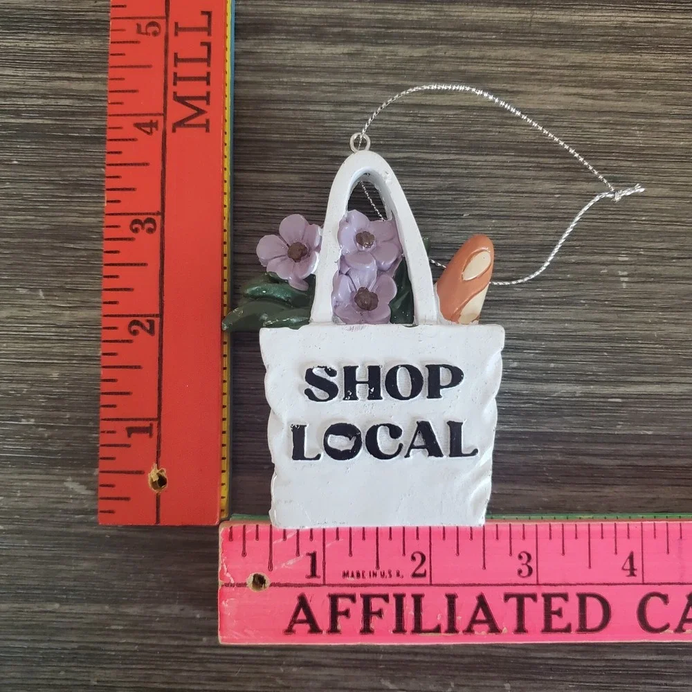 SHOP LOCAL Christmas Ornament, Resin Shopping‎ Bag